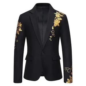 Men’s Spring/Summer Floral Print Wedding Suit Blazer – Classic Formal Slim Fit Long-Sleeve Jacket for Both Casual and Formal Wear