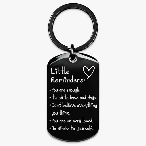 Inspirational Keychain for Women Men, You Are Enough Engraved Reminder Keyring, Thoughtful Encouragement Gift for Friend Coworker