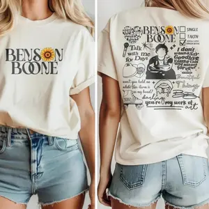 Sunflower Benson Music Graphic Tee, Boone Concert America Heart Tour Music Youth Shirt, BBoone Tour Music 2-Sided Unisex T-Shirt, Perfect Gift For Men, Women, And Kids