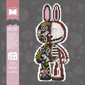 Momo Series Creative Rabbit-Shaped Building Blocks Building Block Model 7300 Pieces 55cm Tall Semi-Anatomical Doodle Rabbit, Unique Gifts for Boys and Girls, Home Decor Display Item