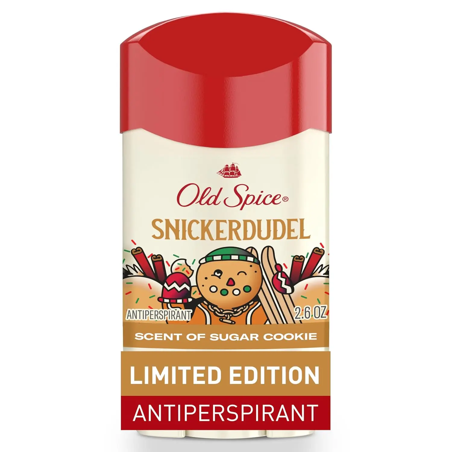 Old Spice Snickerdudel Limited Edition Antiperspirant & Deodorant for Men 24/7 Sweat Protection 2.6 oz Stocking Stuffer Sugar Cookie Scent