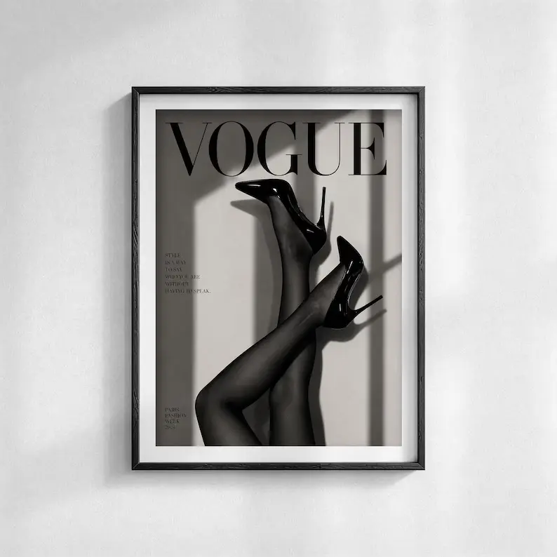 Luxury Vogue Black and White Artistic Posters - 1 Piece Minimalist High-Res Paper Photo Print, Modern Unframed Gallery Wall Decoration for Home Room Decor