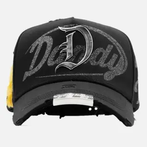 1:1 Dandy Hats Baseball Cap Black Adjustable Smiley Face Graphic Positive ThemeG5 with Holographic Logo and Tassel Detail