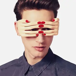 Funny Finger Glasses Prank Gag Gift, Novelty Hands Blindfolded Sunglasses, Crazy Halloween Costume Accessory for TikTok Challenge, Birthday Party New Year Props, Masquerade Tricky Photo Eyewear Men Women Bouncing Mixed Metallic Heart-Shaped dream mask