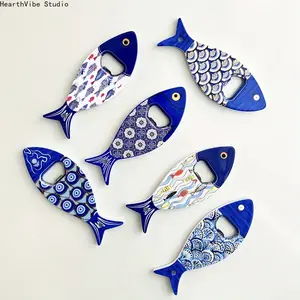 A beer bottle opener fridge magnet that serves as both a bottle opener and a decorative piece.