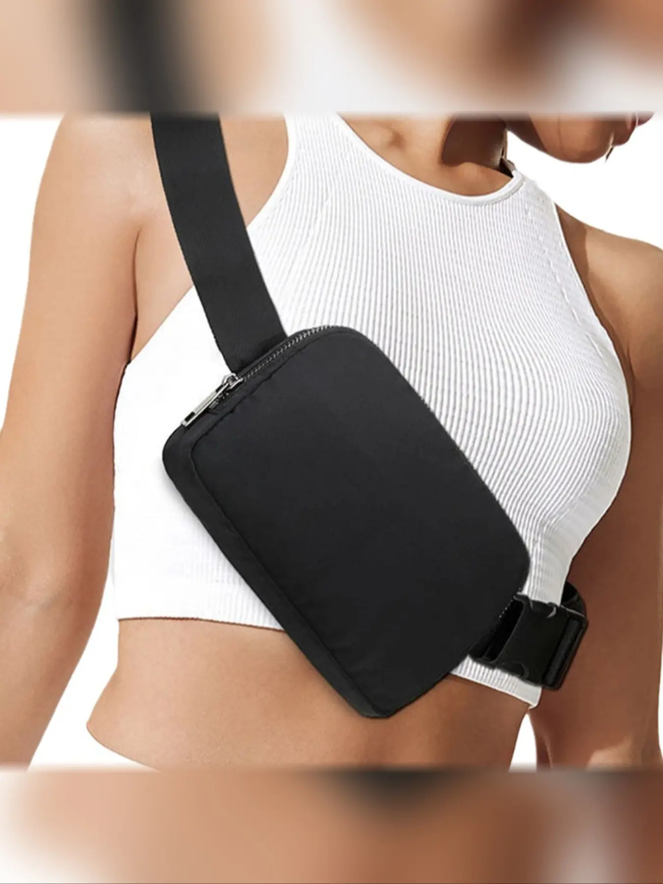 Lulu Same Style Nylon Waterproof Waist Bag, Sporty Active Crossbody Chest Pack for Outdoor Running, Portable Unisex Wristlet Pouch, All Seasons, Trail Running