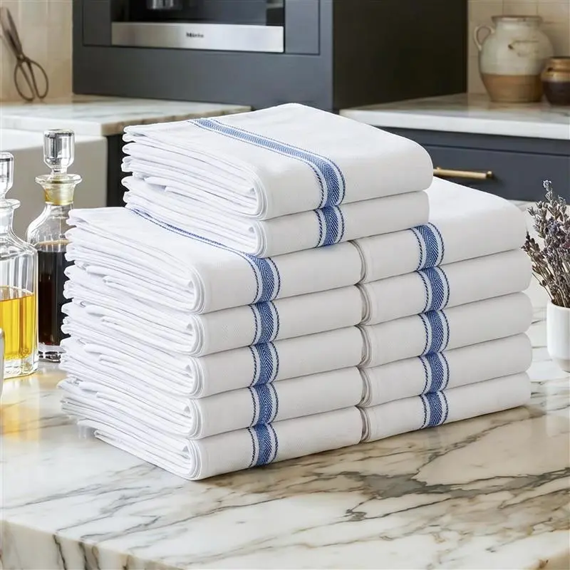 Kichly Dish Towels  – 100% Cotton Absorbent Kitchen Cleaning Lightweight Towels Soft Lint-Free 15x25 Inch