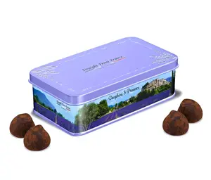 Straight from France Genuinely French Assorted Gourmet Dark Chocolate Truffles with Cocoa, 20-Piece, 7 Oz Cupboard-Ready Gift Tin, Tea