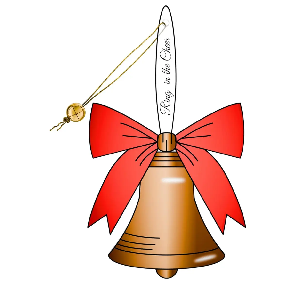 Royalty Art Acrylic Bell Christmas Ornament | 7" Clear with Red Bow