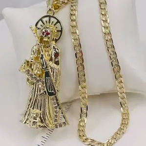 LA SANTA MUERTE Gold-plated cuban chain