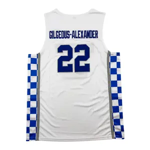 Men's Basketball Jersey University Embroidery AlexanderBlue Booker White loose casual breathable sleeveless