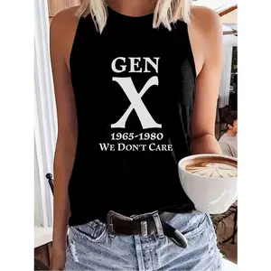 Made in USA, (Men fit Women loose) Retro Gen X Tank Top, Gen X 1965-1980 We Don't Care TShirt, Gen Xers Graphic Unisex Tank Top Classic Cotton Fabric