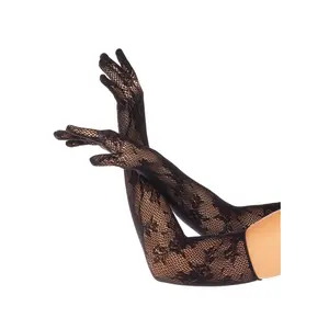 Seamless Opera Length Floral Net Gloves