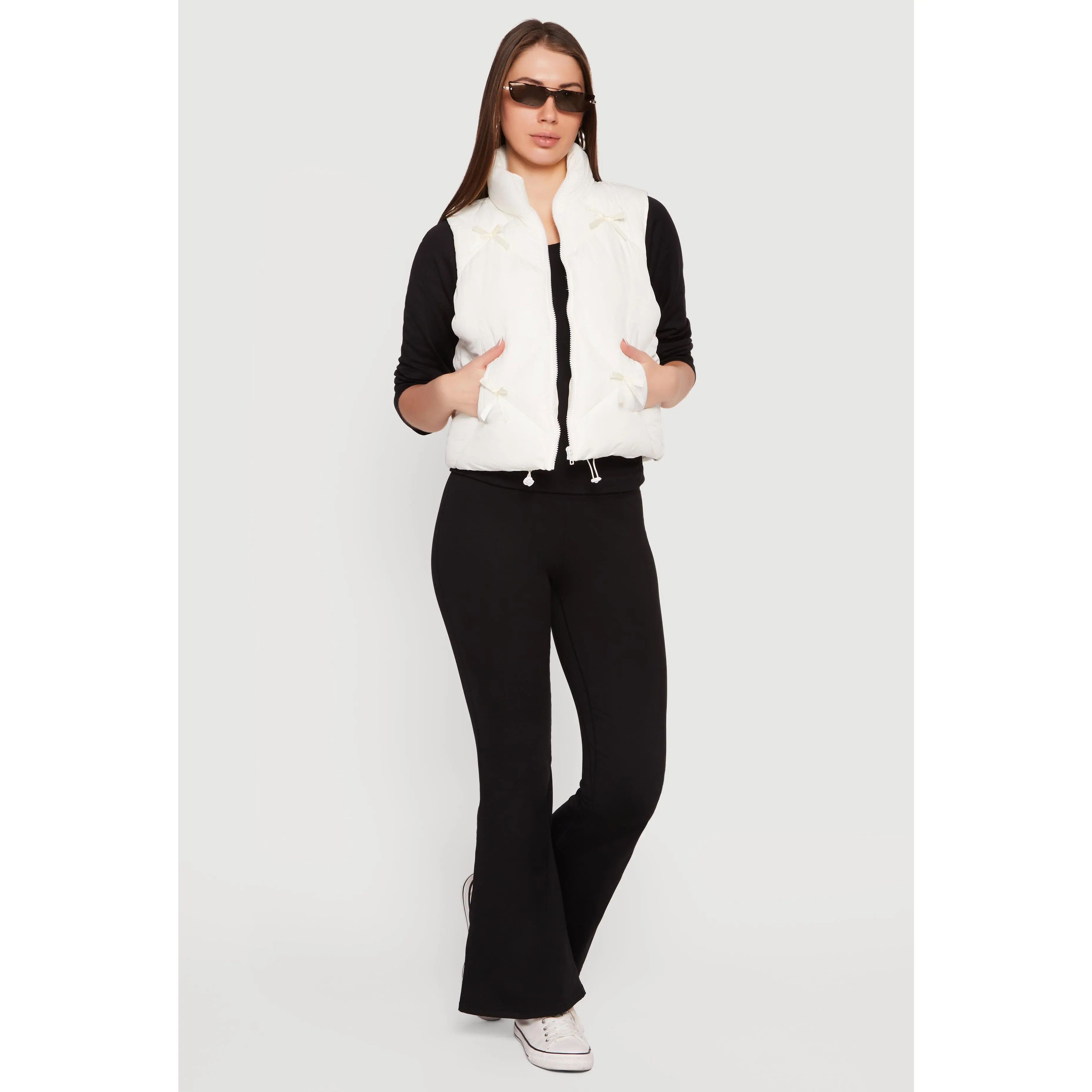 Almost Famous Quilted Puffer Vest with Bows