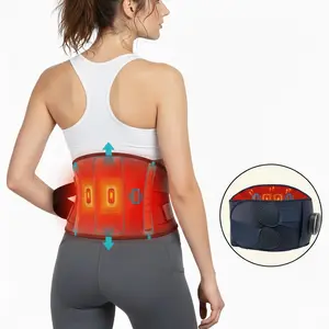 Cordless Back Massager with 5 Heating Level, Red Light Care,  for Back Pain Relief, Portable Lower Back Massager,Comes with a belt extension piece, Auto-Off