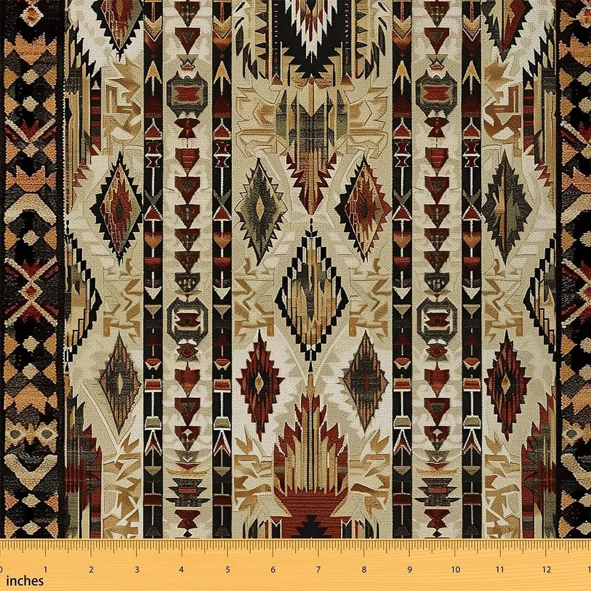 Tan Southwestern Upholstery Fabric Chairs Geometric Fabric Tribal Native American Indian Design Vinatge Decorative Soft Flannel Stripe Line