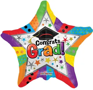 18" Multi Color Grad Star Graduation Balloon (5 Pack)#85249-18