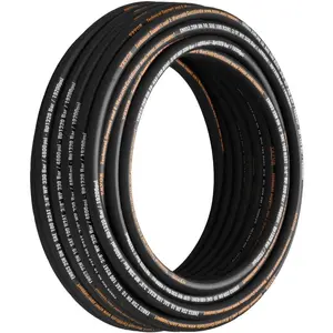 Hydraulic Hose 1/4 inchx 100 ft, Coiled Hydraulic Hose 5800 PSI, Rubber Hydraulic Flexible Hose with 2 High - Tensile Steel Wire Braid, - 20 to 140, Hydraulic Oil Flexible HoseVEVOR Super Brand Day