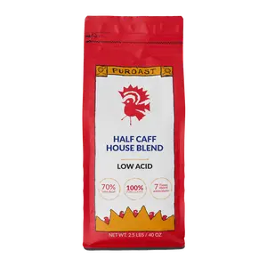 Puroast Half Caff House Blend Low Acid Coffee Medium Roast Smooth Flavor 2.5 lbs/40 oz