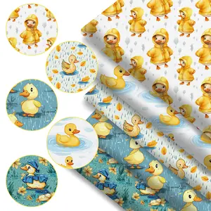 5pcs Cute Duck Print Design Flower Pattern Fat Quarters 100% Polyester Quilting Fabric Assorted Bundles 7.8”x7.8”- for Beginner Craftsmen, Quilting & Sewing Project, Patchwork, Home Textile Decor, Diy Crafts, Gifts Ideas