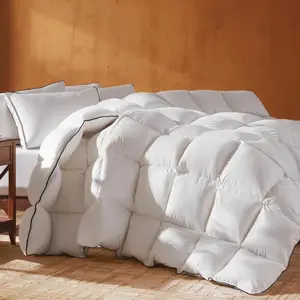 Down Fiber Cotton Comforter King Size, Ultra-Soft Duvet Insert, Hotel Collection White Quilted All Season Bedding Comforter with 8 Corner Loops, 106x90 Inch