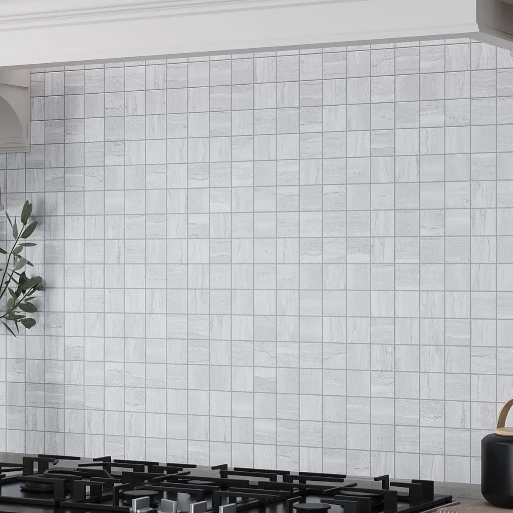 Light Gray 12x12 Matte Square Stone Look Porcelain Mosaic Tile (11 pack, 10.66 sq ft/case)