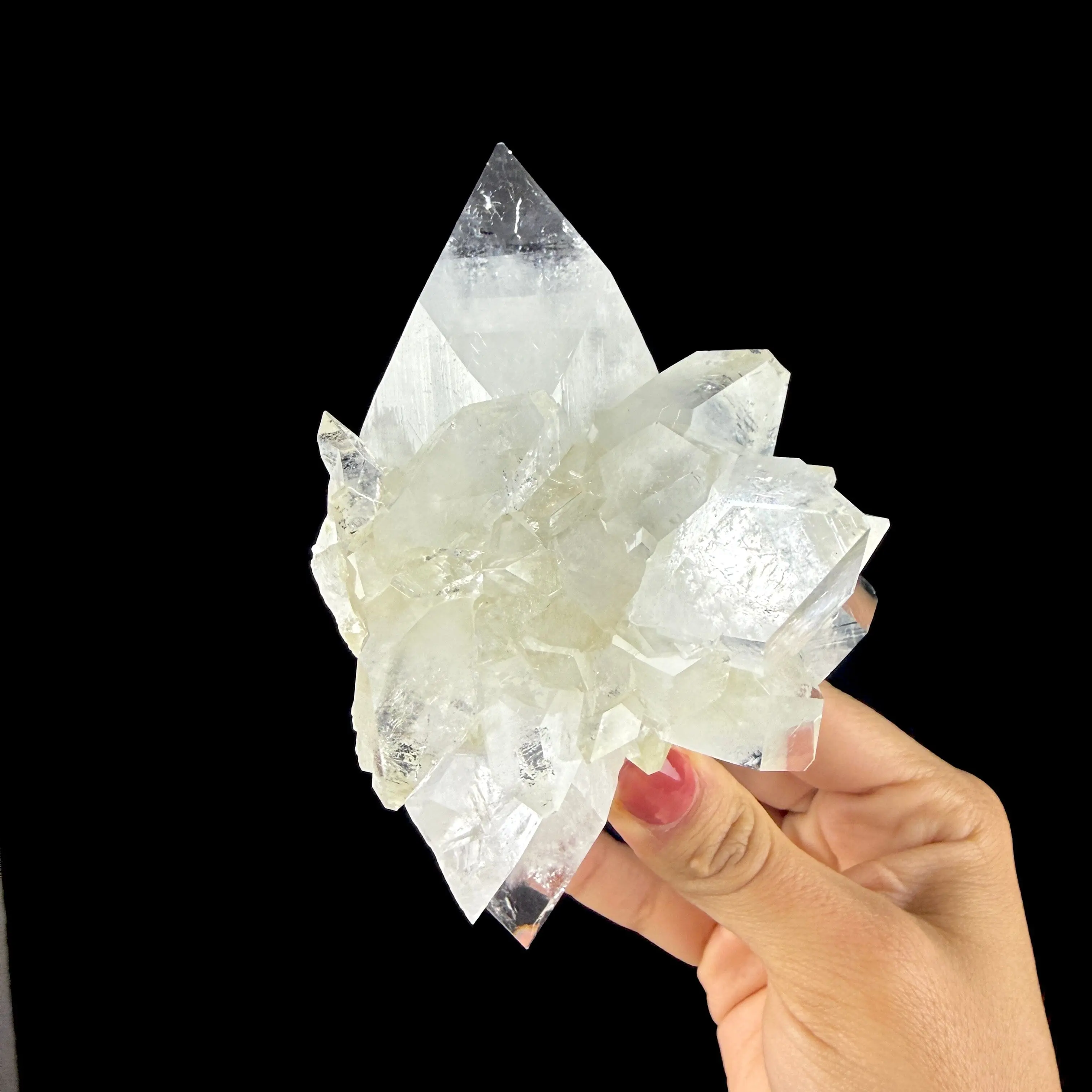 Doubly Terminated Light Green Apophyllite Crystal Cluster – Zeolite Mineral Specimen from Jalgaon # DKT111