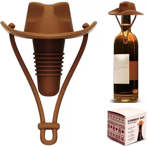 Cowboy Hat  Stopper Cute   Bottle Stopper Fun Brown  Champagne Accessories  Bottle Stoppers Corks Bottle Caps Funny Western Gifts Stuff for Women Men Party Decorations