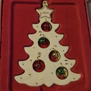 Jolly Jingle Christmas Ornament by Lenox Porcelain Gold Trim 5"x6.25" w Box 2010