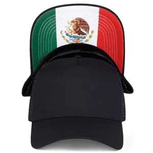 Unisex Black Baseball Cap with Mexico Flag Eagle Snake Patch Outdoor Adjustable Sunscreen Leisure Hat Spring Autumn Travel Tourism Beach Vacation