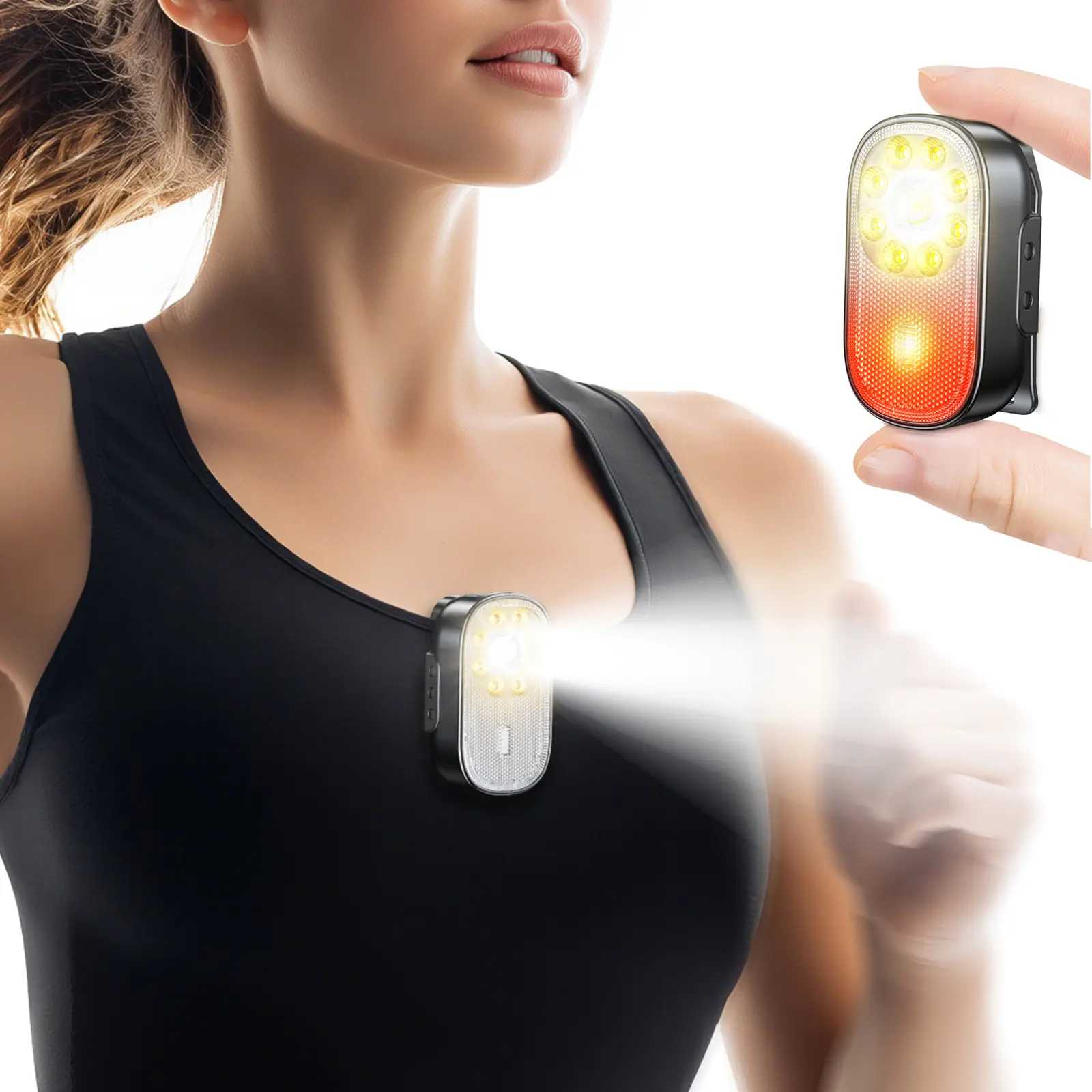 500LM Ultra Bright Mini EDC Flashlight Rechargeable, 10 Modes Running Lights for Runners with Spot & Flood Light, Waterproof Small Clip on Flashlight for Walking, Camping, Hiking, Work, 2 Packs