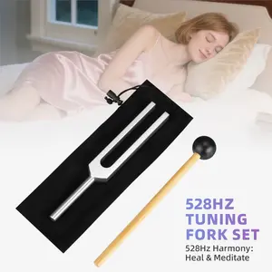 POGOLAB Tuning Fork 528Hz with Percussion Hammer Mallet & Storage Pouch Sound Therapy Instrument for Chakra/Yoga/Meditation