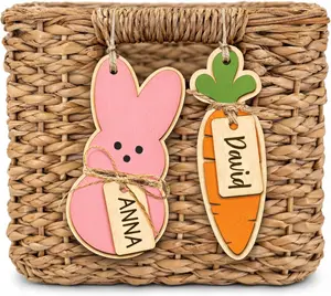 Personalized Easter Hanging Wooden Ornaments, Easter Basket Stuffers, Easter Basket Ideas 2026, Bunny & Carrot Easter Basket Tag for Kids, Ornaments Colorful for Easter Tree Basket, Kid Easter Basket Name, Easter Decoration