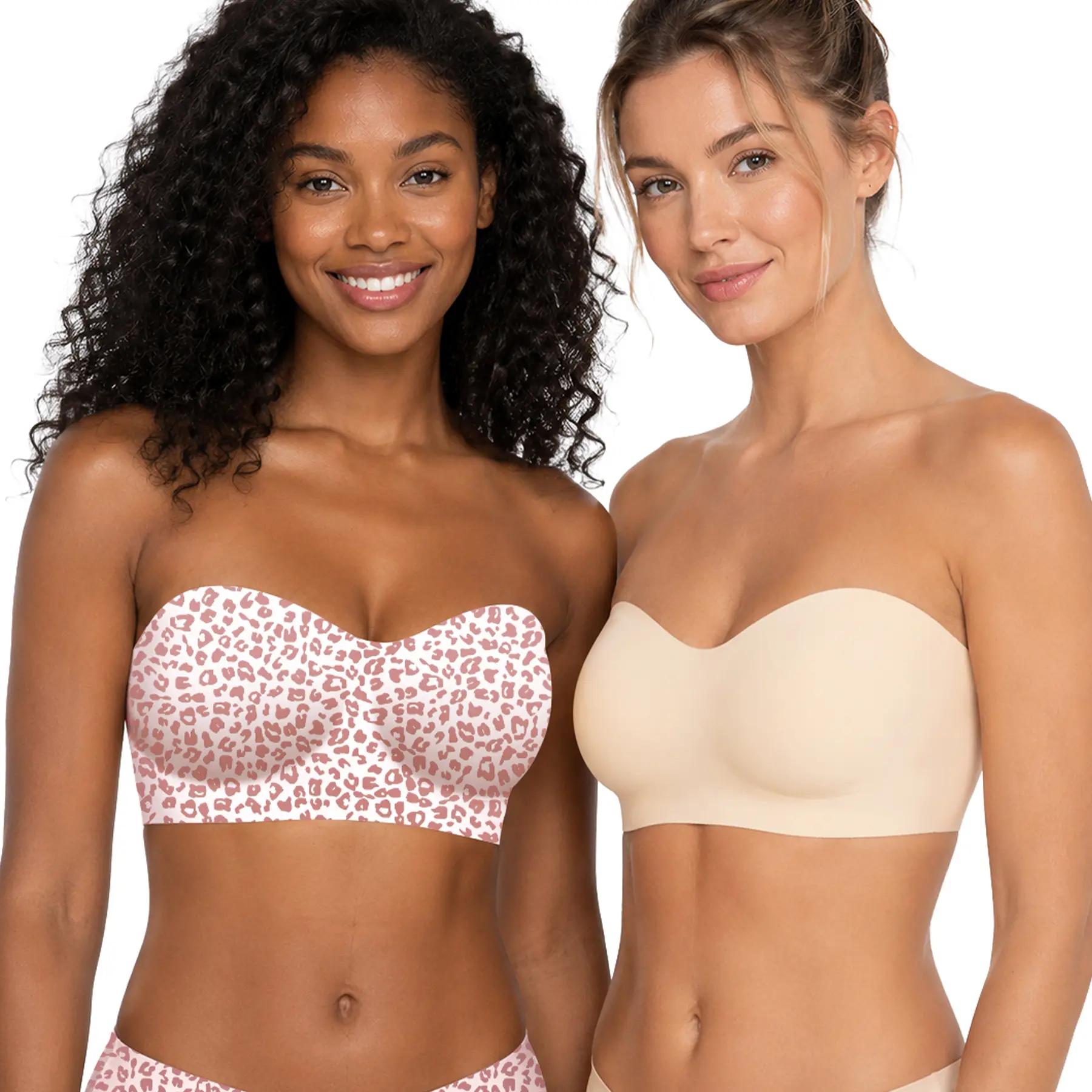 COMFBAY Strapless Jelly Bra for Women, Non-Slip Bandeau Bra, Wireless Supportive Padded Bra, Seamless Comfortable Tube Top Bra
