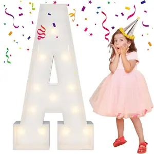 4FT Large Light Up Marquee Letter A Mosaic Balloon Frame Big Letter Balloon Arch Kit For Engagement Wedding Birthday Party Backdrop Decor