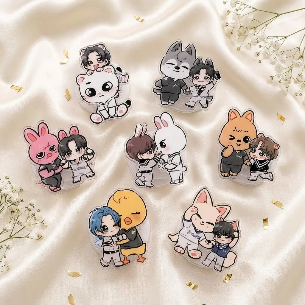 Cute Kpop SKZ Animal Mascot Magnetic Phone Grip, Kawaii Idol Mobile Stand, Cute Animal Character Phone Holder, Kpop Fan Accessories Gift For Her