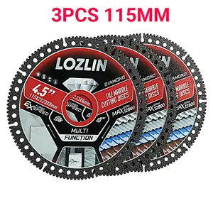 LOZLIN 4.5" 1PCS/3PCS Diamond Tile Cutting Blades - Ultra-Thin Dry Cutting Disc for Ceramic, Marble, Granite - Angle Grinder Blades& Durable for Masonry/Construction Power Tool