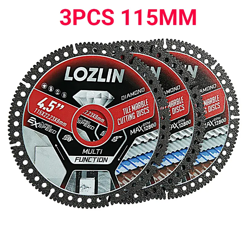3PCS 4.5"(115MM) Diamond Tile Cutting Blades - Ultra-Thin Dry Cutting Disc for Ceramic, Marble, Granite - Angle Grinder Blades& Durable for Masonry/Co