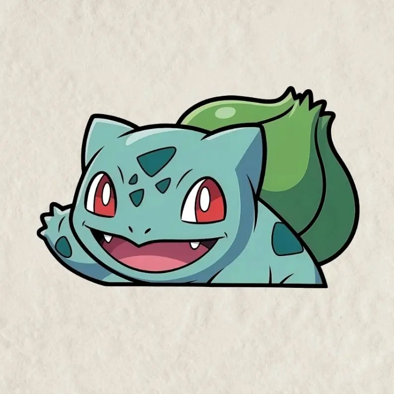 Bulbasaur Vinyl Peeker Sticker, Peeker Sticker Decal for Car Laptop Water Bottle Decal Sticker - Anime Decal Sticker, Gift for Game lovers