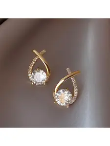 Shining Cubic Zirconia Cross Stud Earrings - Vintage Design, Stainless Steel Stud Earrings, Suitable for Daily and Special Occasions, High Quality Earrings