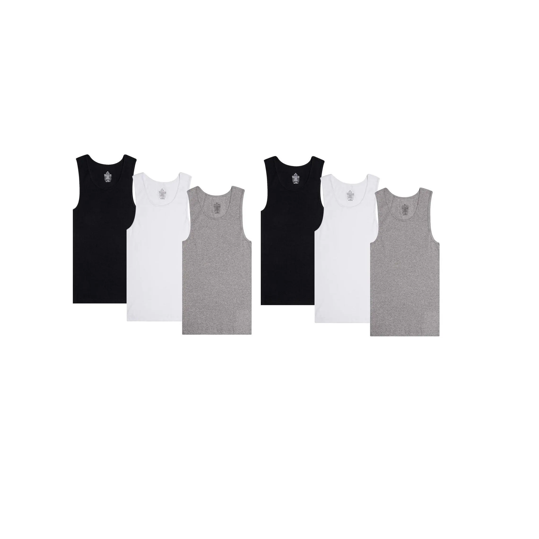 6 Pack Men's 100% Cotton Wife Beater A-Shirts Undershirt Plain Ribbed Tank Top