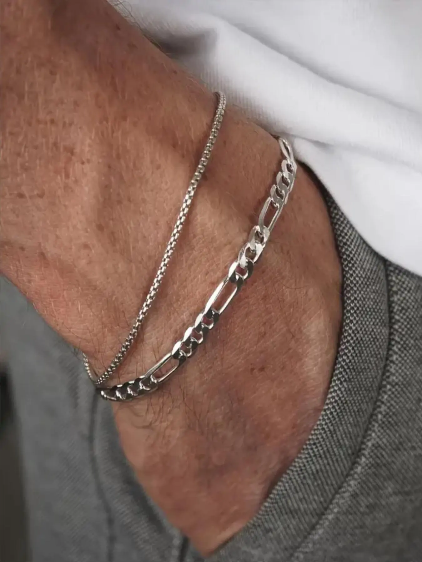 Men's Street Style Chain Bracelet, Fashionable Jewelry for Party, Daily Clothing Decor, Trendy All-match & Exquisite Jewelry for Birthday Gift, Double Layered Bracelets
