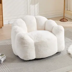 Bean Bag Chair for Adults, Floral Shaped Bean Bag Single Sofa, Ultra Soft Faux Fur Floor Sofa, Oversize Reading Chair for Living Room,Bedroom, Study