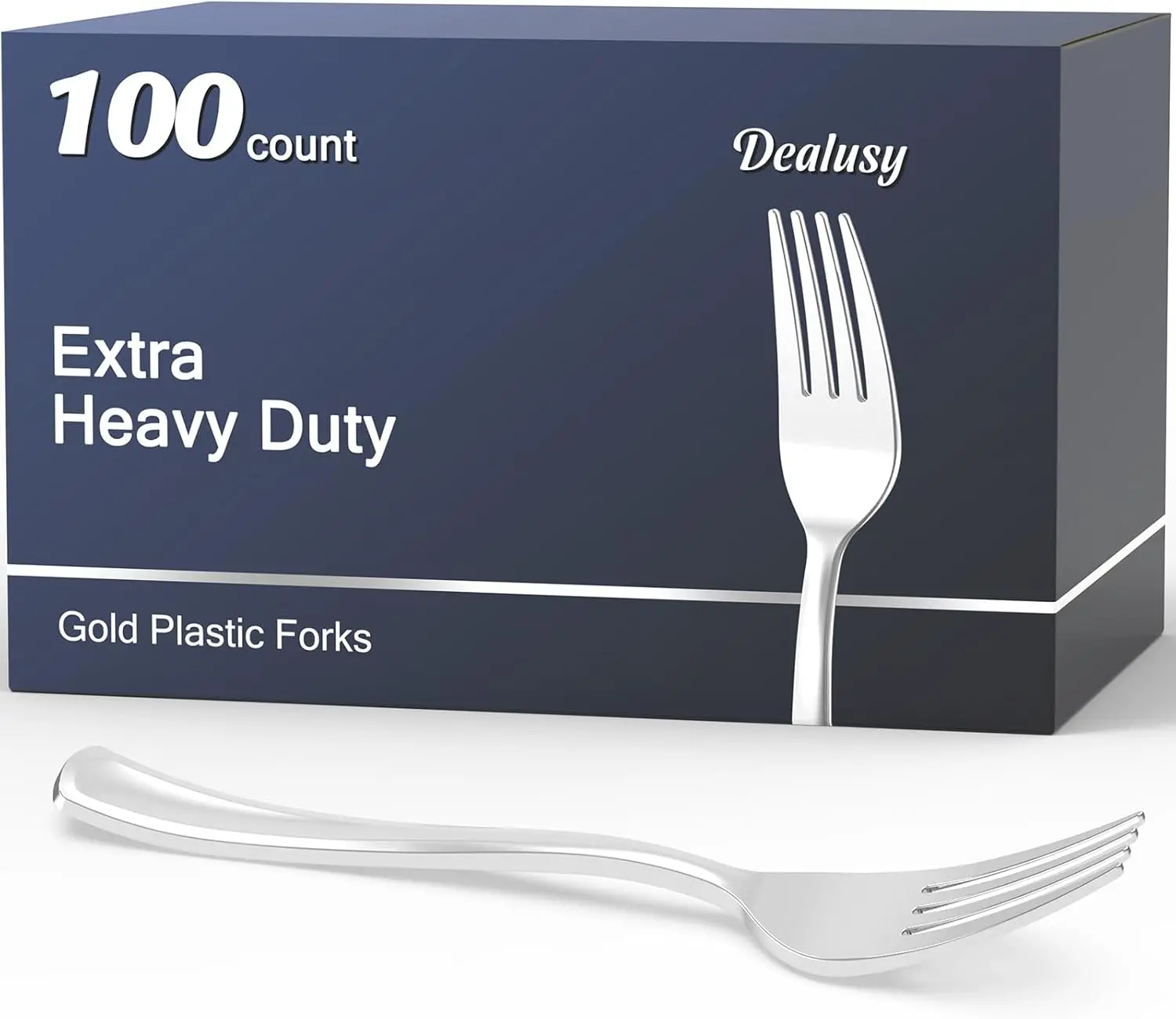 Dealusy 100 Count Heavy Duty Silver Plastic Forks Disposable