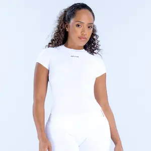 DFYNE Impact 2 Piece Workout Set - Seamless Short Sleeve Top & High Waisted Scuplt Leggings - Tummy Control Butt Lifting Activewear Gym Set