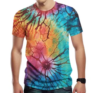 Unisex Colorful Tie-Dye T-Shirt with Abstract Tree-Like Rainbow Pattern – Perfect for Pride Month, Music Festivals, Summer Parties & Casual Daily Wear for Men & Women