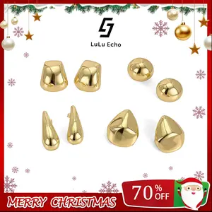 LuLuEcho No Faded Chunky 14k Gold Plated Hoop Earrings for Women, Lightweight Hollow Open Teardrop Earring Trendy Jewelry Gifts for Women, Hypoallergenic