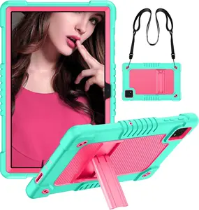 Case for T-Mobile Revvl Tab 5G,for Revvl Tab 5G Tablet Case Heavy Duty Shockproof  Friendly Rugged Cover with Kickstand Strap for T-Mobile Revvl Tab 5G 2023 Released 10.36 Inch - GreenPink