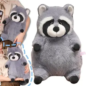 20–35 cm Artificial Fat Raccoon Plush Doll, Grey Round Raccoon Animal Plush Toy, Super Soft, Christmas Gift for Boys and Girls