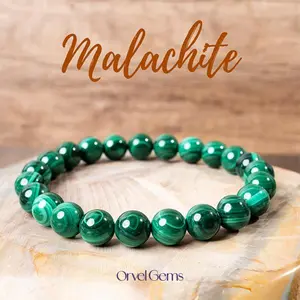 Energy Healing Crystal Therapy Bracelets | Malachite, Serpentine Jade, Sunstone, Amazonite, Clear Quartz, Selenite, Tiger's Eye, Lapis Lazuli | 8mm Gemstone Bead B0 X0